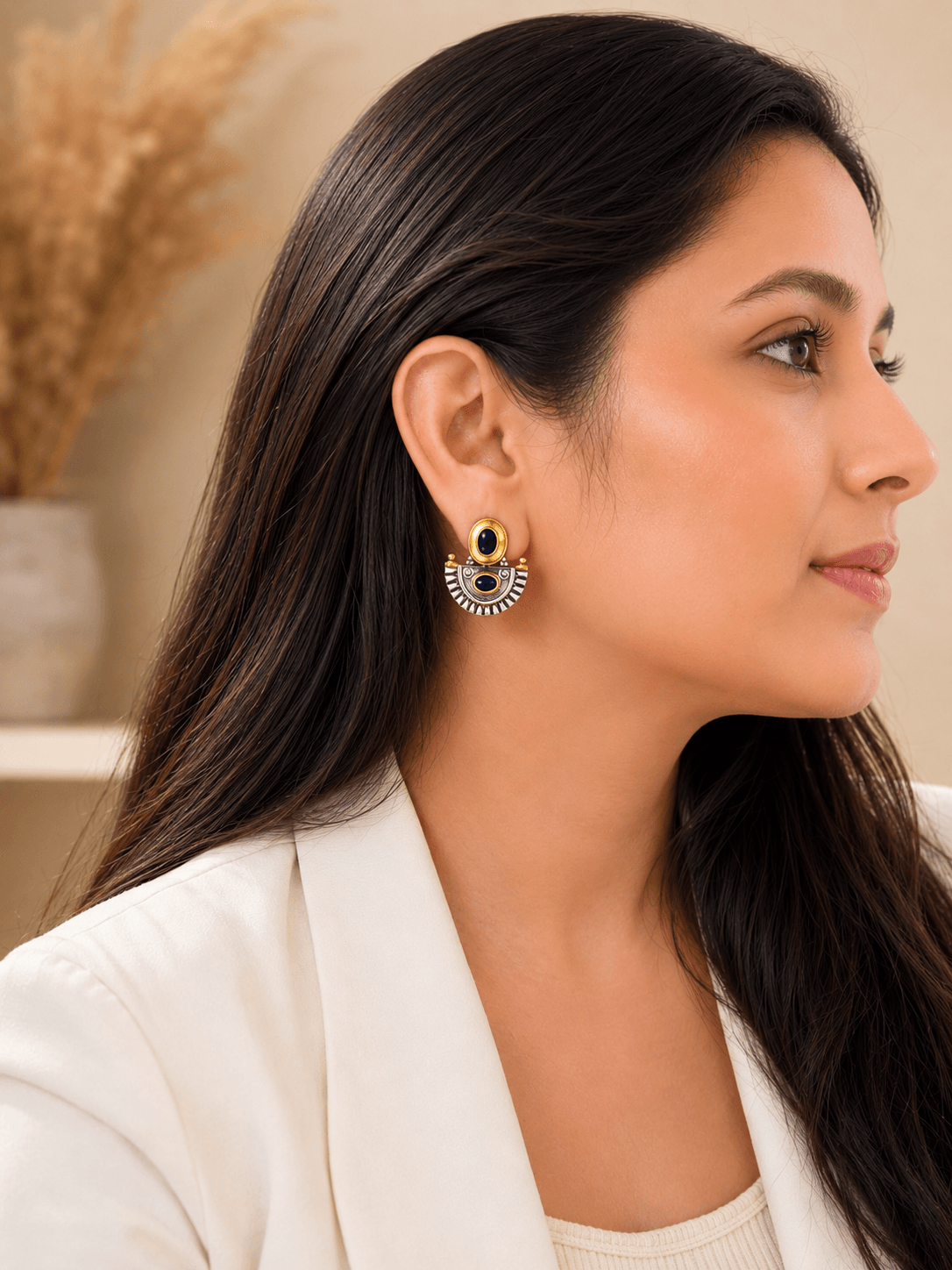 Crescent Tribal Statement Studs