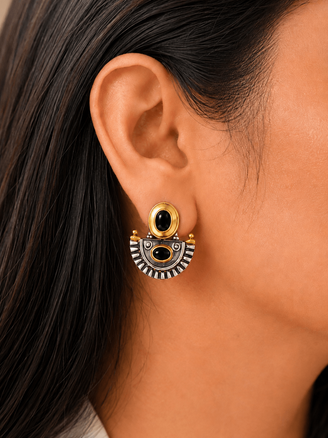 Crescent Tribal Statement Studs