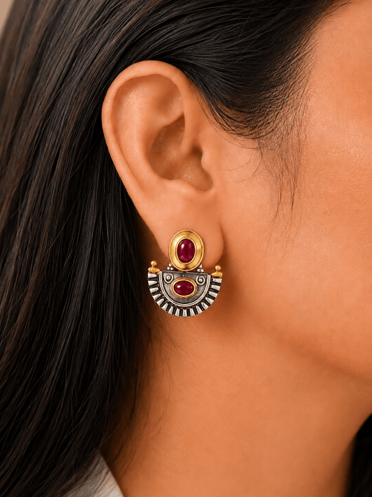 Crescent Tribal Statement Studs