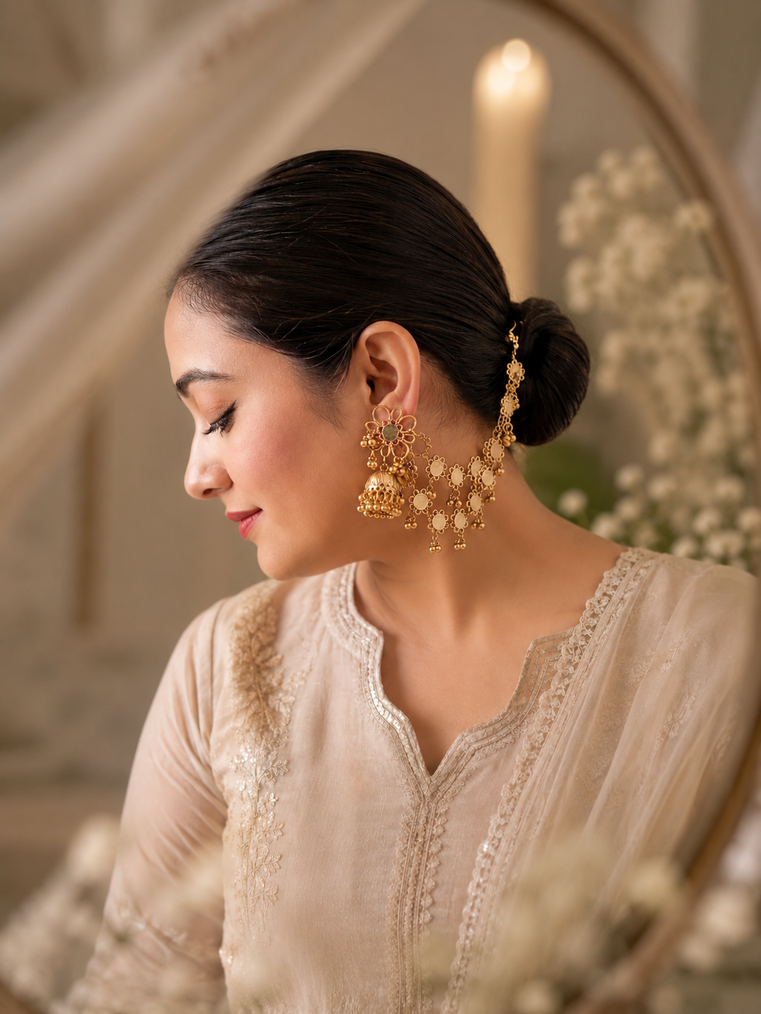 Gulmarg Floral Hairchain Jhumka