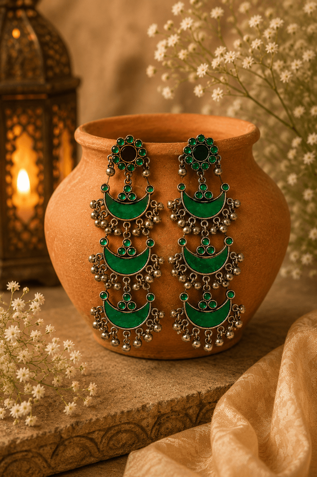 Cut Glass Afghani Chaandbalis