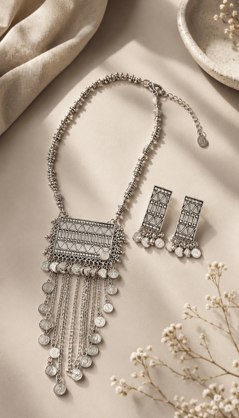 Sultana Coin Cascade Necklace Set