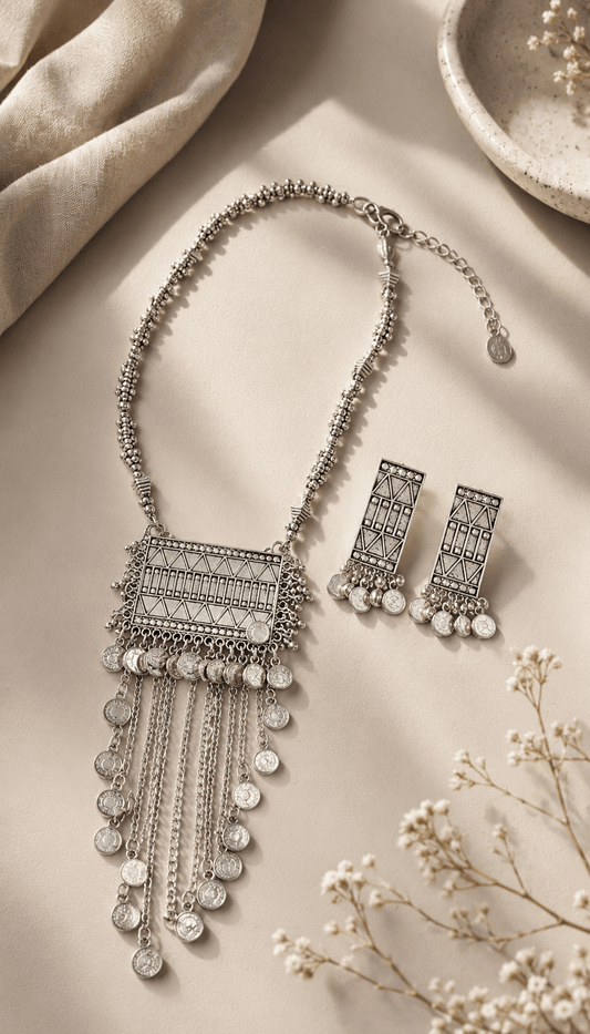 Sultana Coin Cascade Necklace Set
